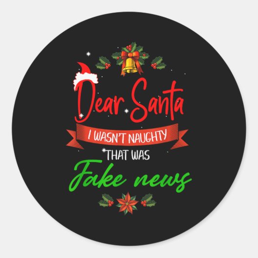 Funny Trump Christmas Pajamas Fake News  ラウンドシール (正面)