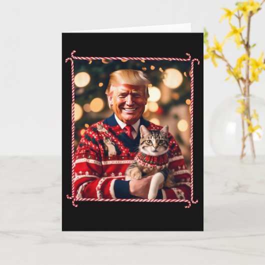 Funny Trump Christmas Sweater For Cat Lovers  カード (黄色い花)
