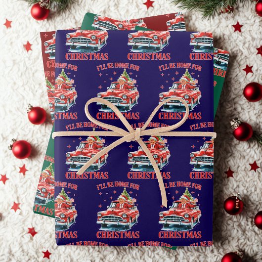 Funny Trump I'll Be Home for Christmas ラッピングペーパーシート