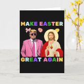 Funny Trump Jesus Christ Make Easter Great Again E カード (黄色い花)