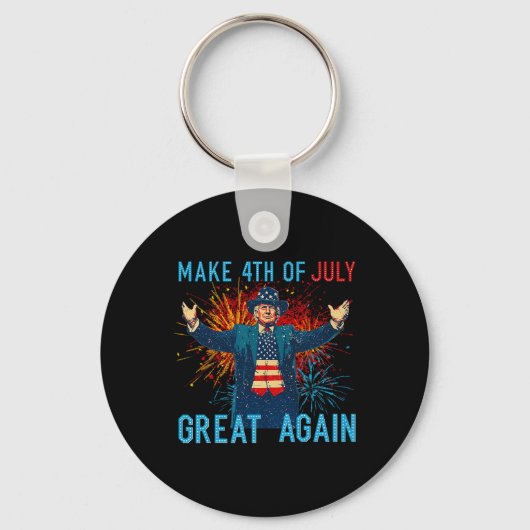Funny Trump Make 4th Of July Great Again Firework  キーホルダー (正面)