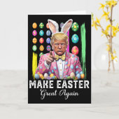 Funny Trump Make Easter Great Again Bunny Hunt Egg カード (黄色い花)