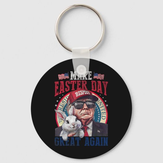 Funny Trump Make Easter Great Again Bunny Hunt Egg キーホルダー (正面)