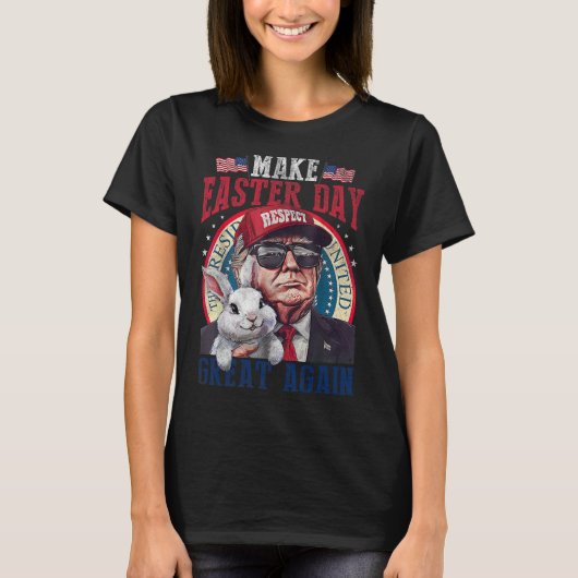 Funny Trump Make Easter Great Again Bunny Hunt Egg Tシャツ (正面)