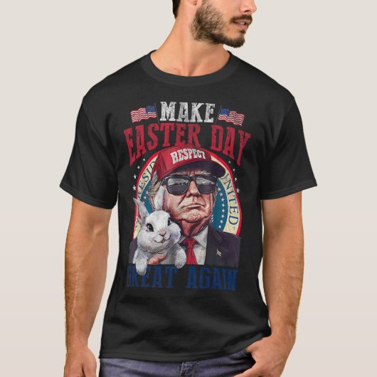 Funny Trump Make Easter Great Again Bunny Hunt Egg Tシャツ (正面)