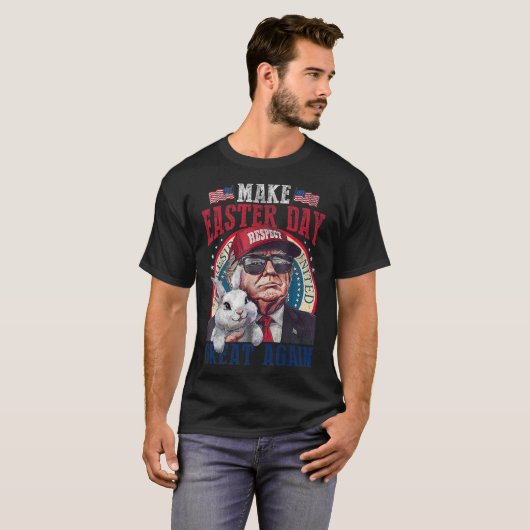 Funny Trump Make Easter Great Again Bunny Hunt Egg Tシャツ (正面フル)