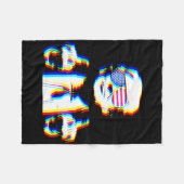 Funny Trump Psychedelic Edm Trippy Vaporwave Techn フリースブランケット (正面(横))
