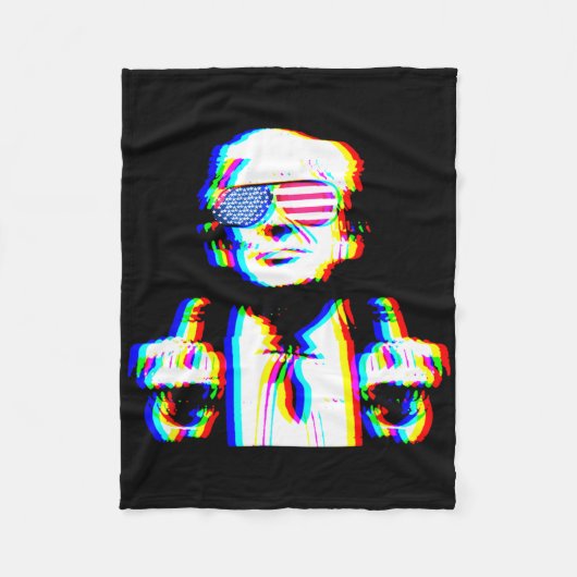 Funny Trump Psychedelic Edm Trippy Vaporwave Techn フリースブランケット (正面)