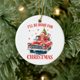 Funny Trump Santa Hat I'll Be Home for Christmas セラミックオーナメント