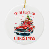 Funny Trump Santa Hat I'll Be Home for Christmas セラミックオーナメント (正面)