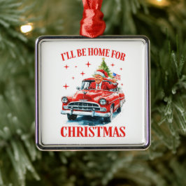 Funny Trump Santa Hat I'll Be Home for Christmas メタルオーナメント