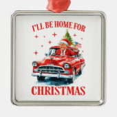 Funny Trump Santa Hat I'll Be Home for Christmas メタルオーナメント (正面)