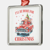 Funny Trump Santa Hat I'll Be Home for Christmas メタルオーナメント (左)