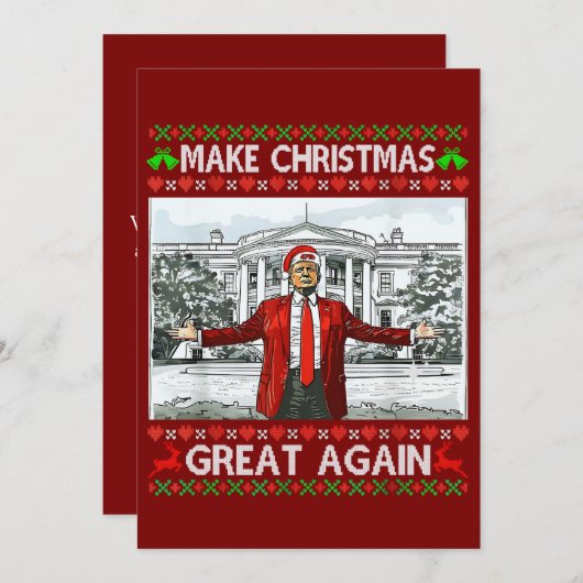 Funny Trump Santa Hat Make Christmas Great Again シーズンカード (正面/裏面)