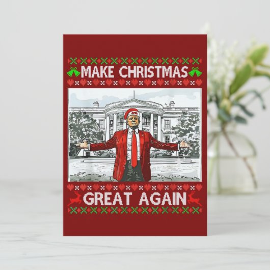 Funny Trump Santa Hat Make Christmas Great Again シーズンカード (スタンド正面)