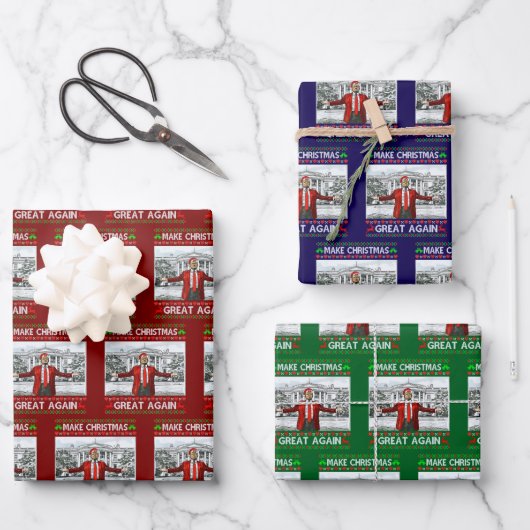 Funny Trump Santa Hat Make Christmas Great Again ラッピングペーパーシート (正面)