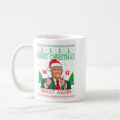 Funny Trump Ugly Xmas Sweater Make Christmas Great コーヒーマグカップ (左)