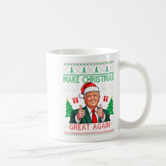 Funny Trump Ugly Xmas Sweater Make Christmas Great コーヒーマグカップ (右)