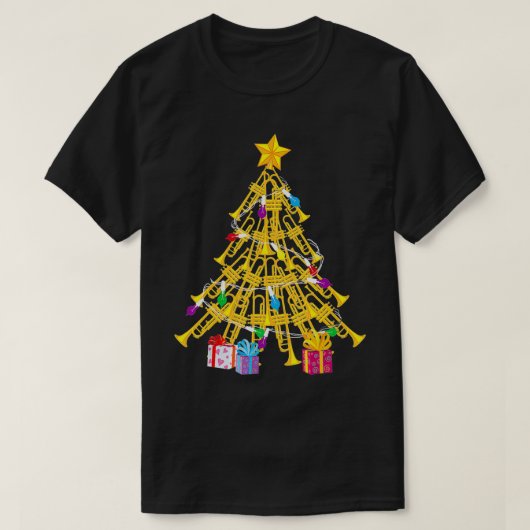 Funny Trumpet Christmas Tree Gift  Cool Xmas Trump Tシャツ (デザイン正面)