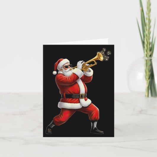 Funny Trumpet Santa Christmas Graphic Player Trump カード (正面)