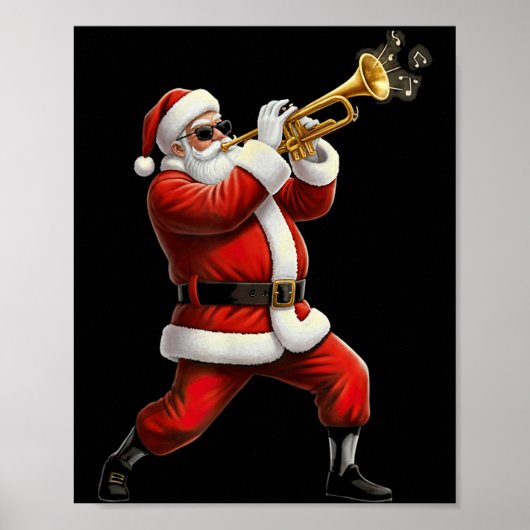 Funny Trumpet Santa Christmas Graphic Player Trump ポスター (正面)