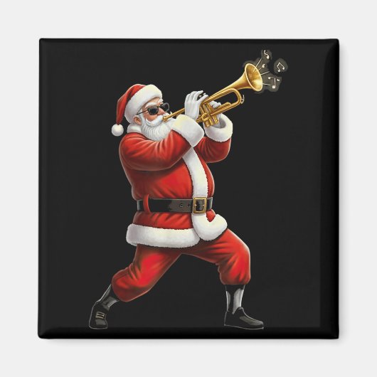 Funny Trumpet Santa Christmas Graphic Player Trump マグネット (正面)