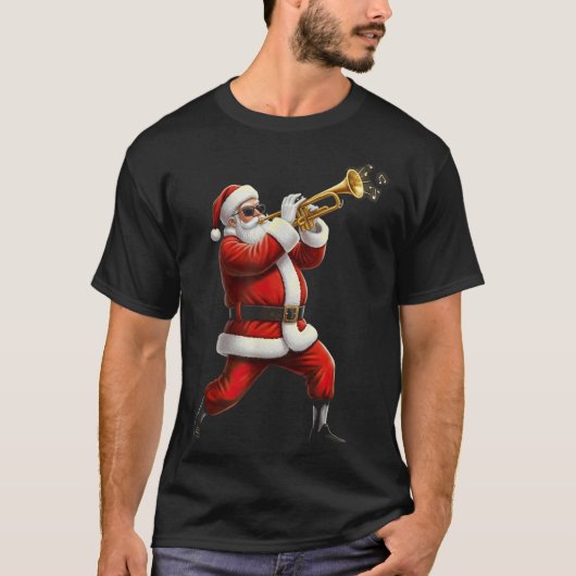 Funny Trumpet Santa Christmas Graphic Player Trump Tシャツ (正面)
