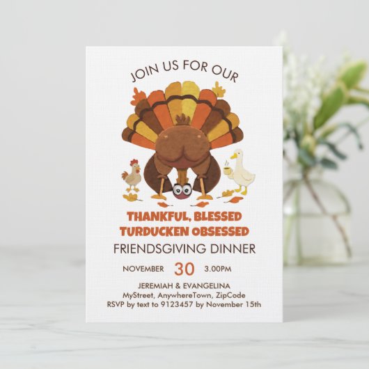 Funny Turducken FRIENDSGIVING Dinner 招待状 (スタンド正面)