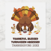 Funny Turducken Thanksgiving ワインラベル (シングルラベル)