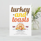 Funny Turkey and Toasts typography Friendsgiving 招待状 (スタンド正面)