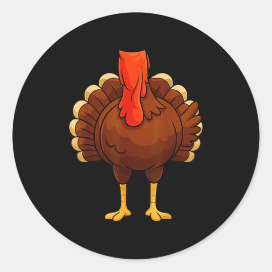 Funny Turkey Body Costume Thanksgiving Men Women K ラウンドシール (正面)