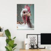 Funny Turkey Bubble Bath Art, Farmhouse Bathroom ポスター (ホームオフィス)