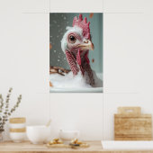 Funny Turkey Bubble Bath Art, Farmhouse Bathroom ポスター (キッチン)