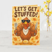 Funny Turkey Day Card – Hilarious Thanksgiving Hum カード (黄色い花)
