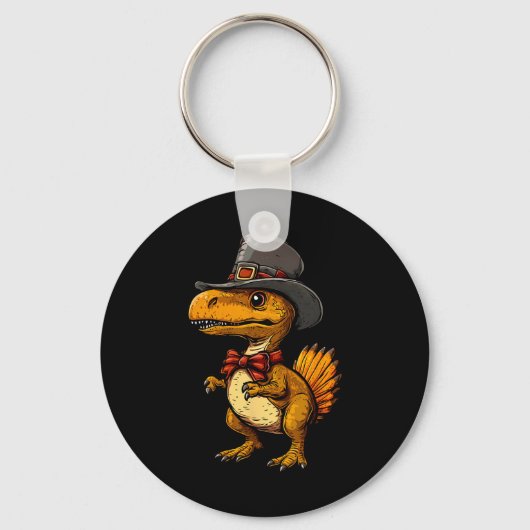 Funny Turkey Dinosaur Thanksgiving Cute Turkeysaur キーホルダー (正面)