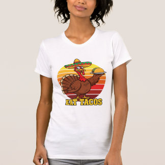 Funny Turkey Eat Tacos Thanksgiving Shirt  Mexican Tシャツ