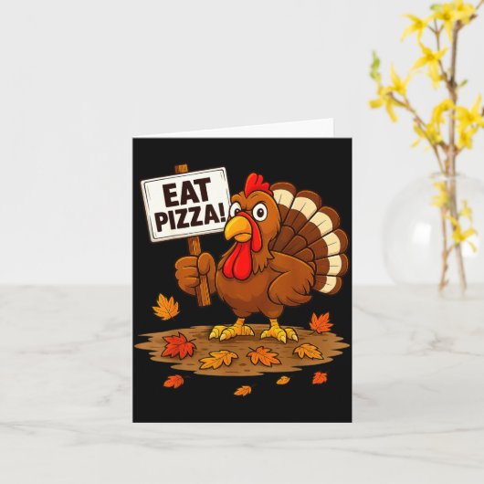 Funny Turkey Eat Zza Thanksgiving For Men Women Ki カード (黄色い花)