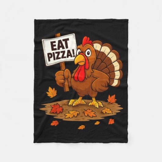 Funny Turkey Eat Zza Thanksgiving For Men Women Ki フリースブランケット (正面)
