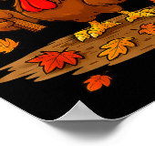 Funny Turkey Eat Zza Thanksgiving For Men Women Ki ポスター (角)