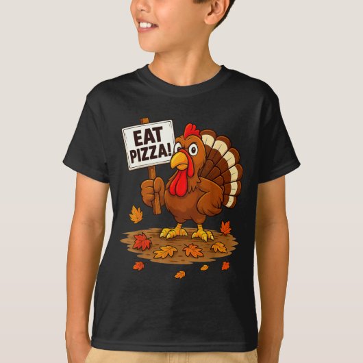 Funny Turkey Eat Zza Thanksgiving For Men Women Ki Tシャツ (正面)