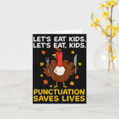 Funny Turkey Grammar Thanksgiving For Men Women Ki カード (黄色い花)