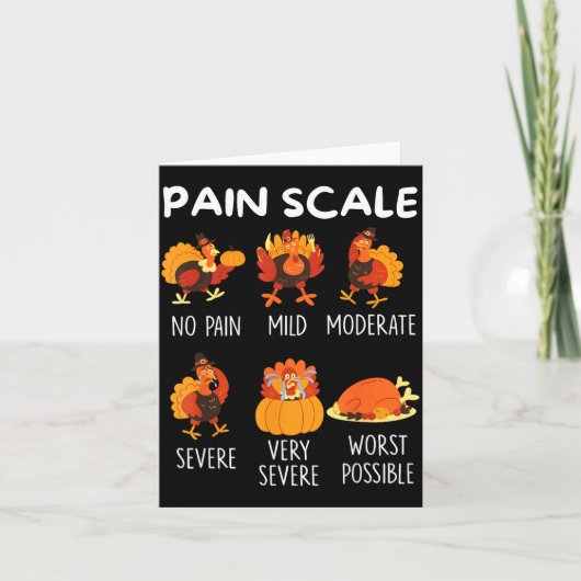 Funny Turkey Pain Scale Thanksgiving Cna Er Nurse カード (正面)