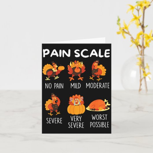 Funny Turkey Pain Scale Thanksgiving Cna Er Nurse  カード (黄色い花)