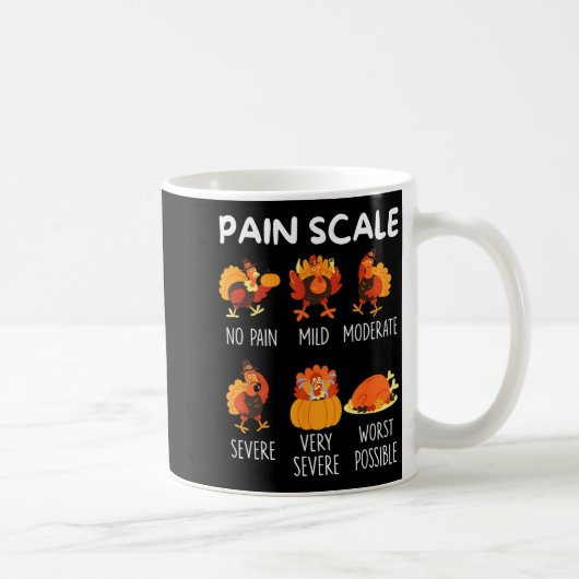 Funny Turkey Pain Scale Thanksgiving Cna Er Nurse  コーヒーマグカップ (右)