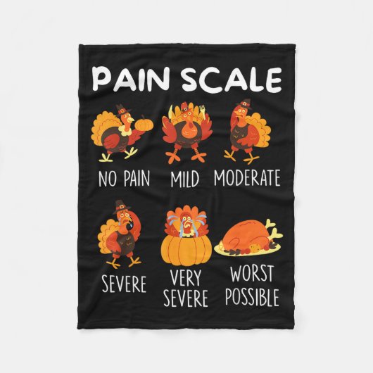 Funny Turkey Pain Scale Thanksgiving Cna Er Nurse  フリースブランケット (正面)