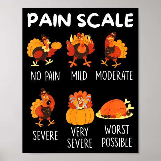 Funny Turkey Pain Scale Thanksgiving Cna Er Nurse  ポスター (正面)