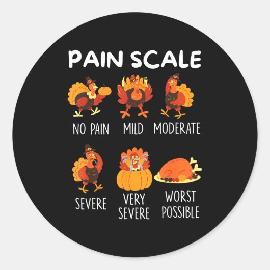 Funny Turkey Pain Scale Thanksgiving Cna Er Nurse  ラウンドシール (正面)