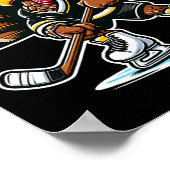 Funny Turkey Playing Ice Hockey Thanksgiving Sport ポスター (角)