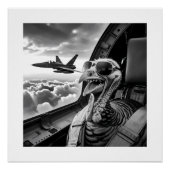 Funny Turkey Selfie Black & White ポスター (正面)