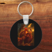Funny Turkey Selfie With Dinosaur And Meteor Acaly キーホルダー (正面)